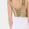 Asymetric dress in mesh and satin