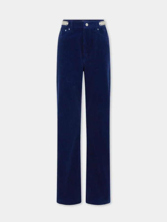 Baggy pants in velvet with 1969 discs