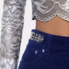 Baggy pants in velvet with 1969 discs