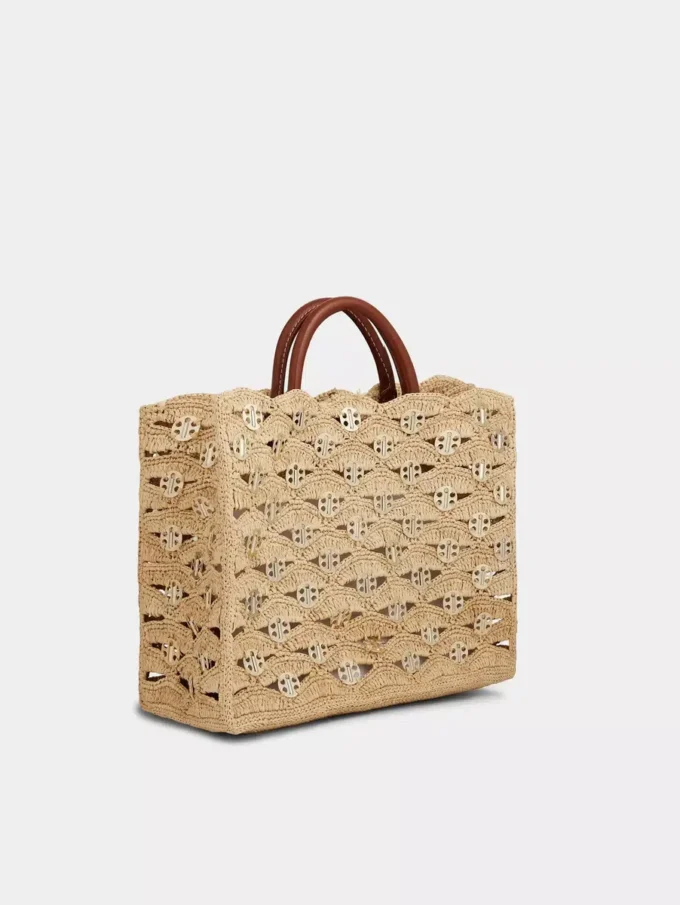 Beige tote bag in raffia