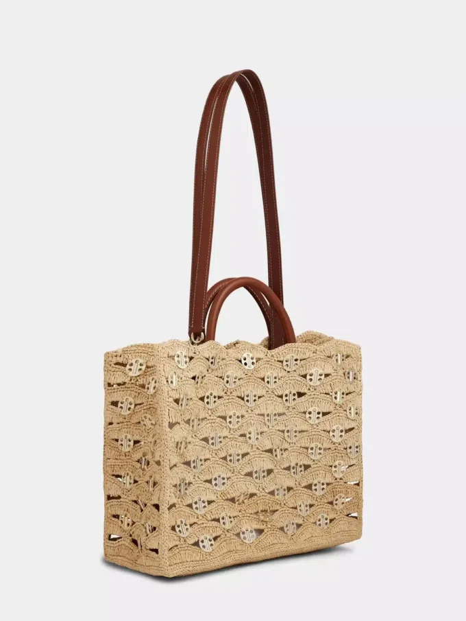 Beige tote bag in raffia