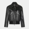 Black aviator blouson jacket in leather