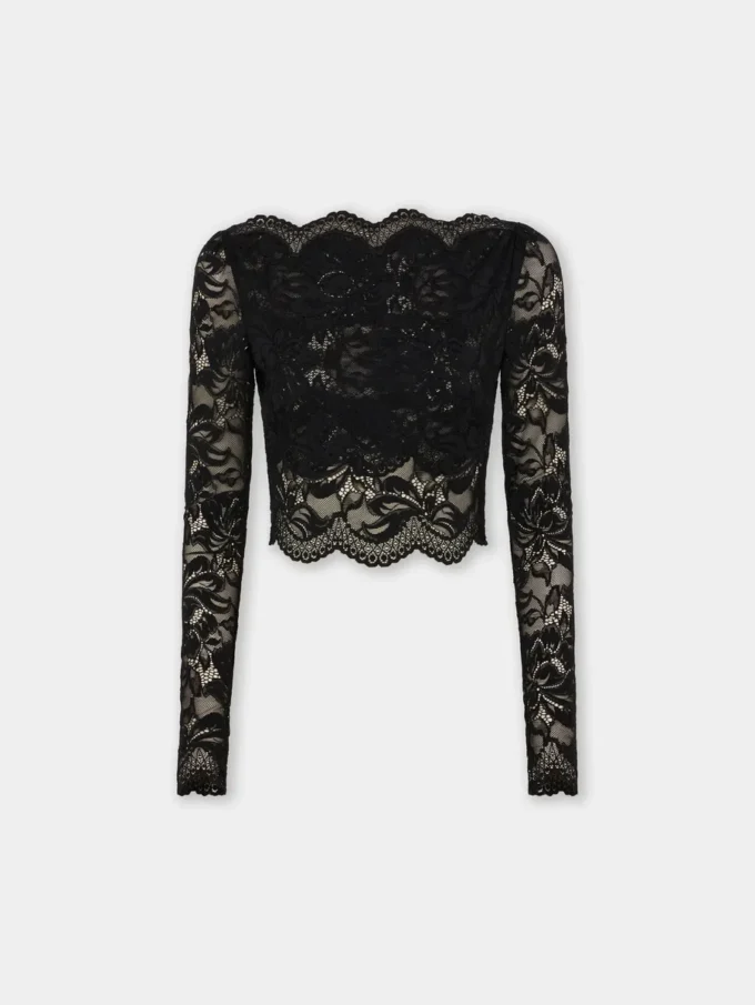 Black crop top in lace