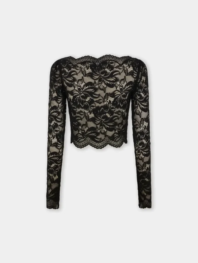 Black crop top in lace