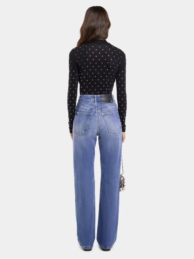 Black crystal-embellished top in second-skin jersey
