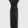 Black draped dress with signature piercing
