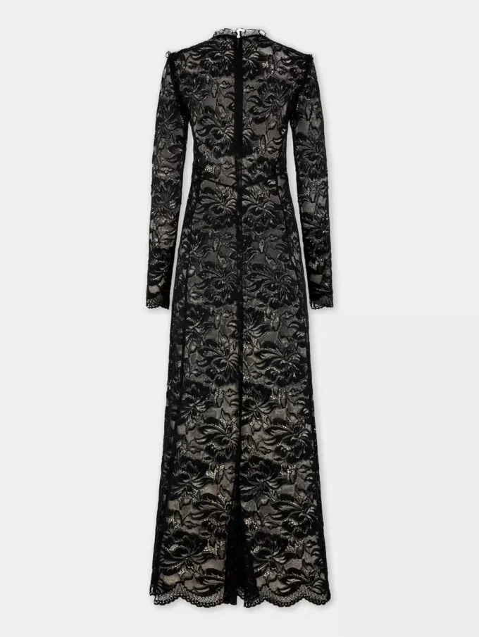 Black long dress in lace