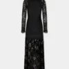 Black long dress in lace and jersey