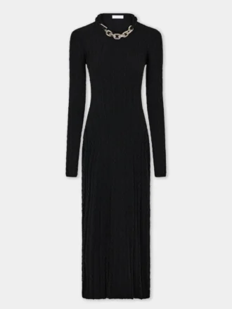 Black long dress in wool