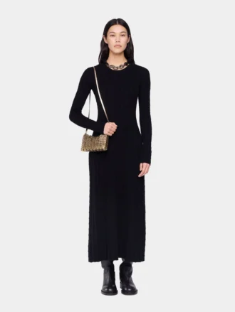Black long dress in wool