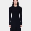 Black long dress in wool