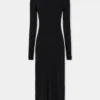 Black long dress in wool