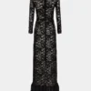 Black long lace dress