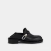 Black mules in smooth leather
