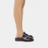 Black mules in smooth leather