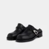 Black mules in smooth leather