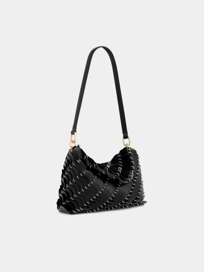 Black Paco shoulder clutch in calfkin leather