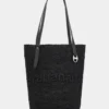 Black raffia tote bag with logo