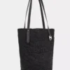 Black raffia tote bag with logo