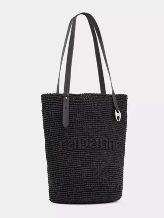 Black raffia tote bag with logo
