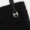 Black raffia tote bag with logo