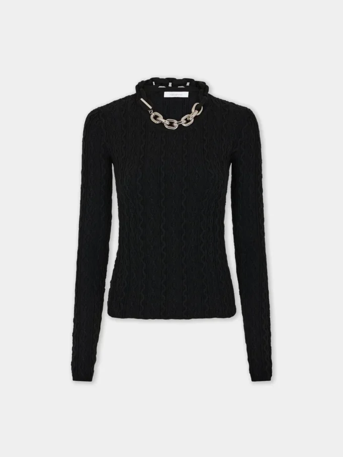 Black sweater in wool