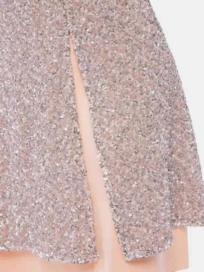 Chiffon dress with silver sequins