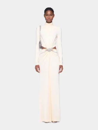 cream long dress in jersey 1 330x439 - Cream long dress in jersey