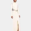 Cream long dress in jersey