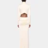 Cream long dress in jersey