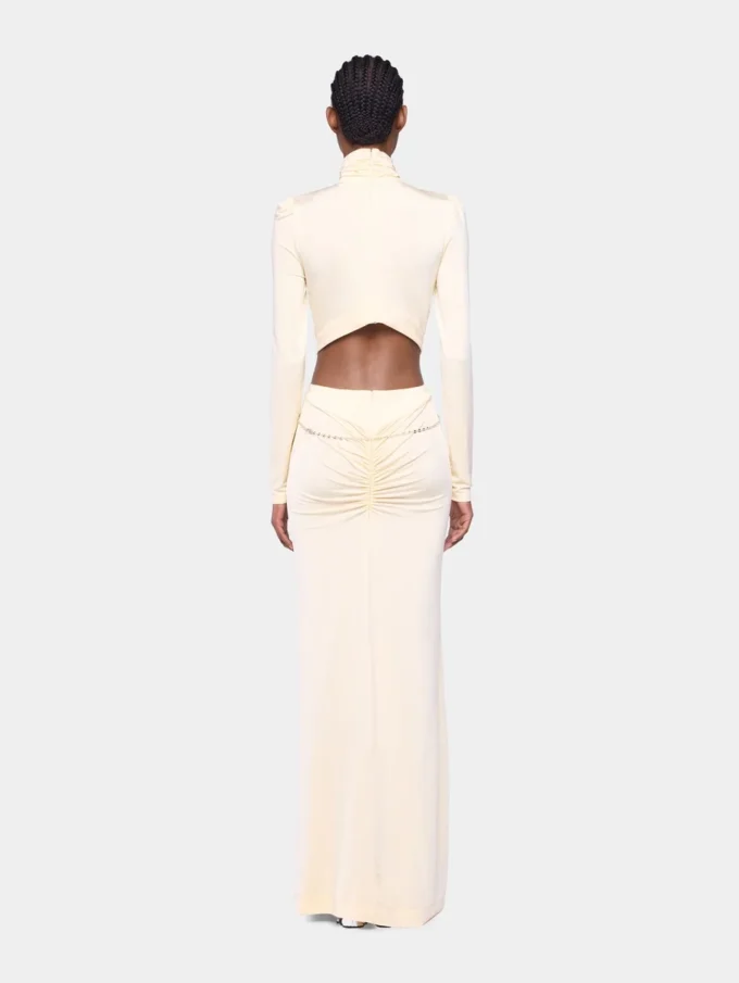 Cream long dress in jersey