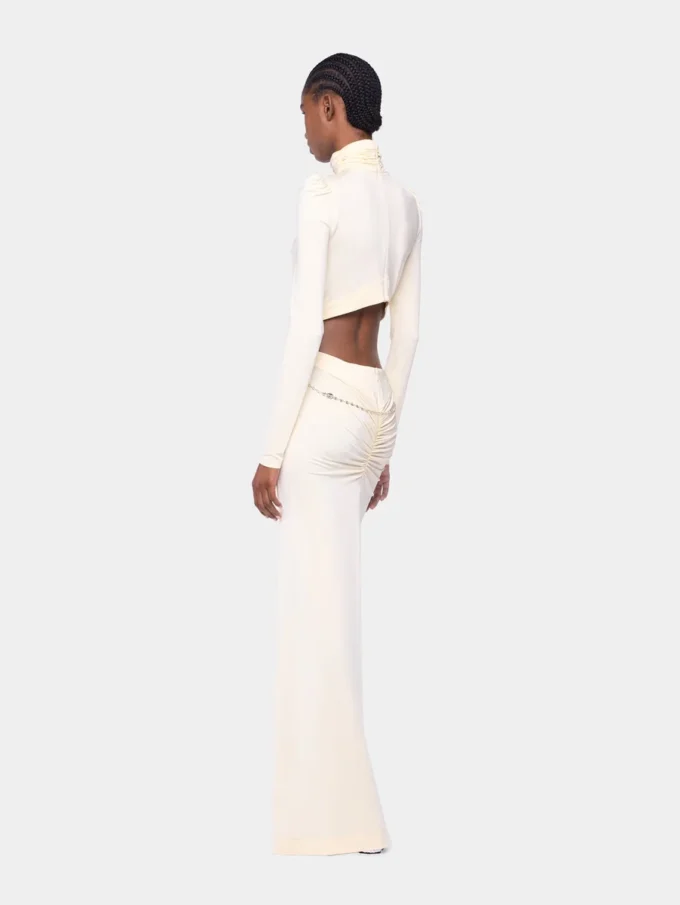 Cream long dress in jersey