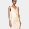 Cream long sleeveless dress in jersey