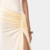 Cream long sleeveless dress in jersey