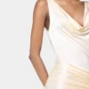Cream long sleeveless dress in jersey
