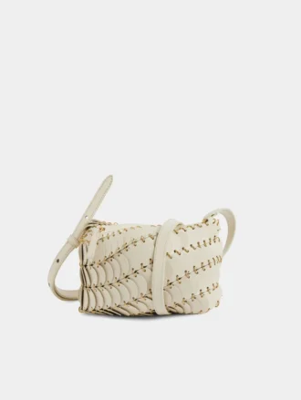 Cream paco crossbody leather bag