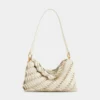 Cream Paco shoulder clutch in calfskin leather