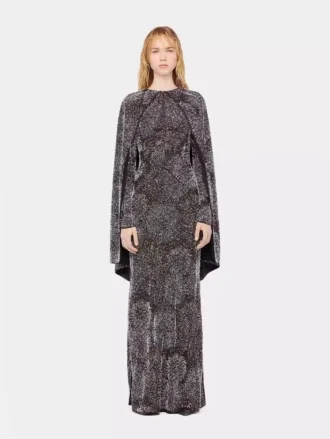 Crepe dress with pearl embroidery