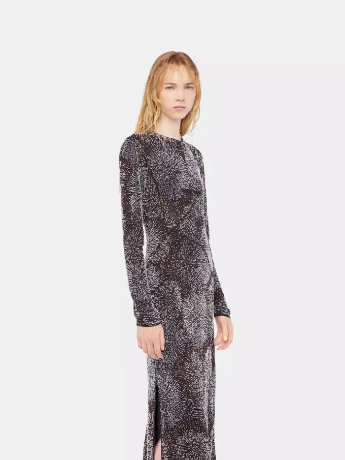 Crepe dress with pearl embroidery
