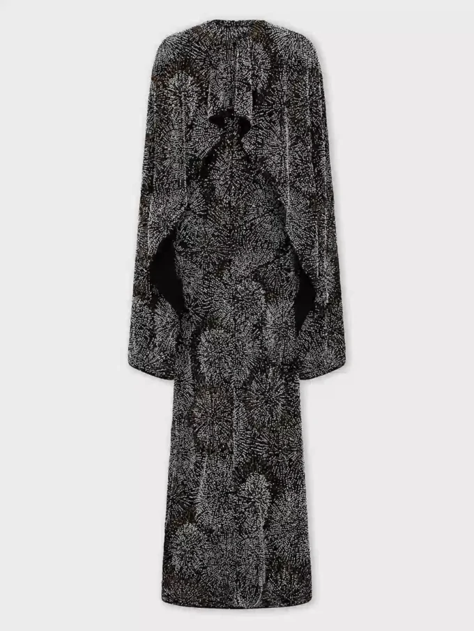Crepe dress with pearl embroidery