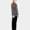 Crepe shirt with pearl embroidery