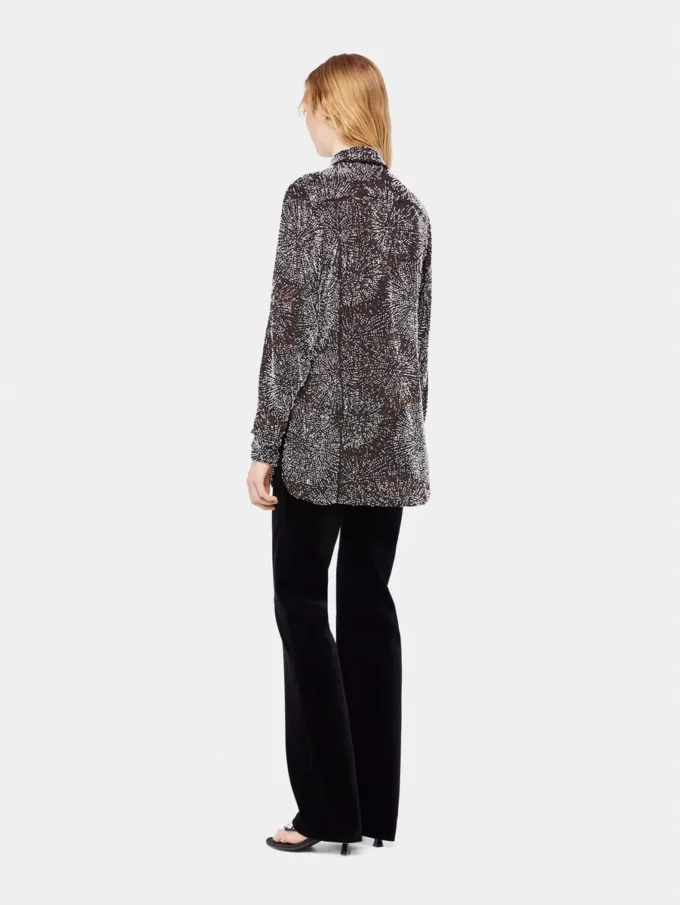 Crepe shirt with pearl embroidery