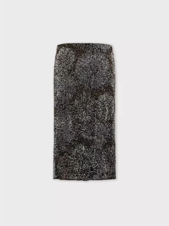 Crepe skirt with pearl embroidery