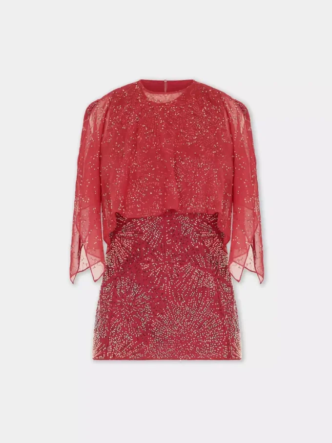 Crepe top with pearl embroidery
