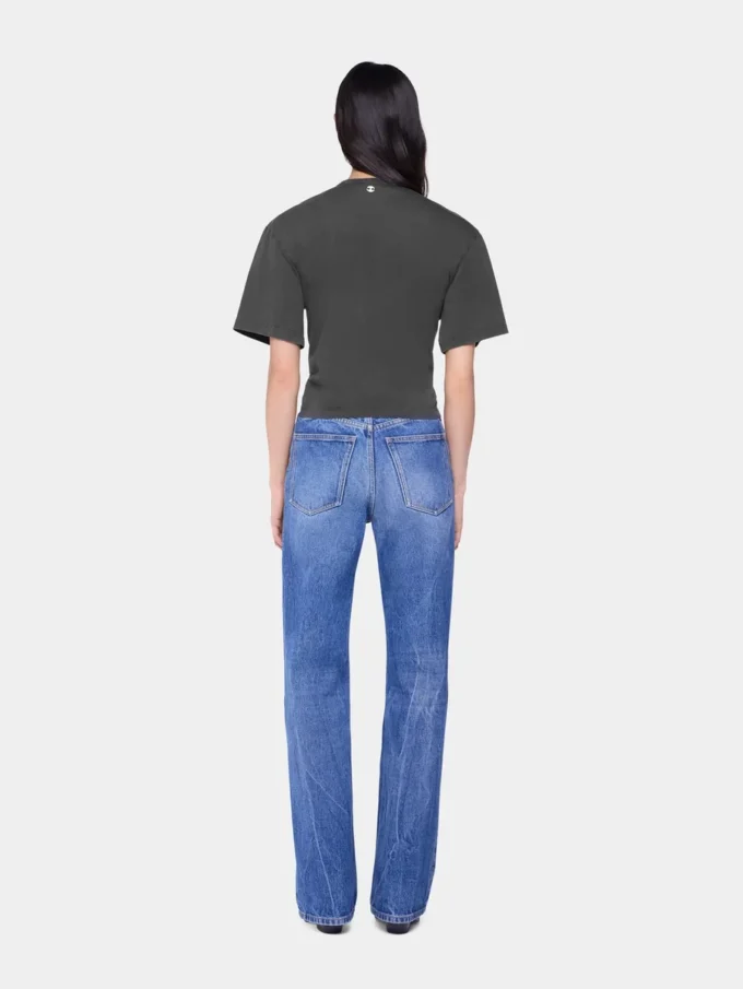 Cropped t-shirt in printed cotton