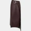 Double layer midi skirt in fake leather