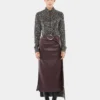 Double layer midi skirt in fake leather