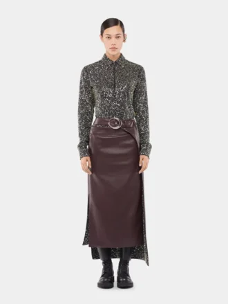 Shirt in crepe with sequin embroidery details