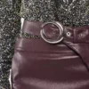 Double layer midi skirt in fake leather
