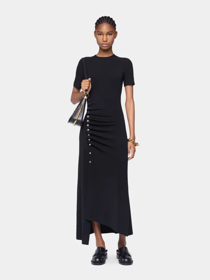 Draped long dress in jersey